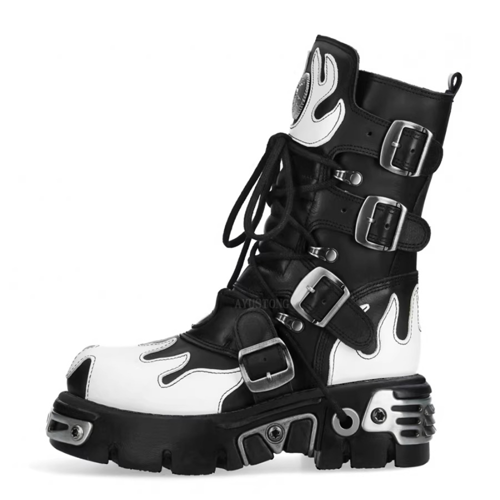 Guipure Lace Panel - Sepatu Boots Motor Pria Model Goth