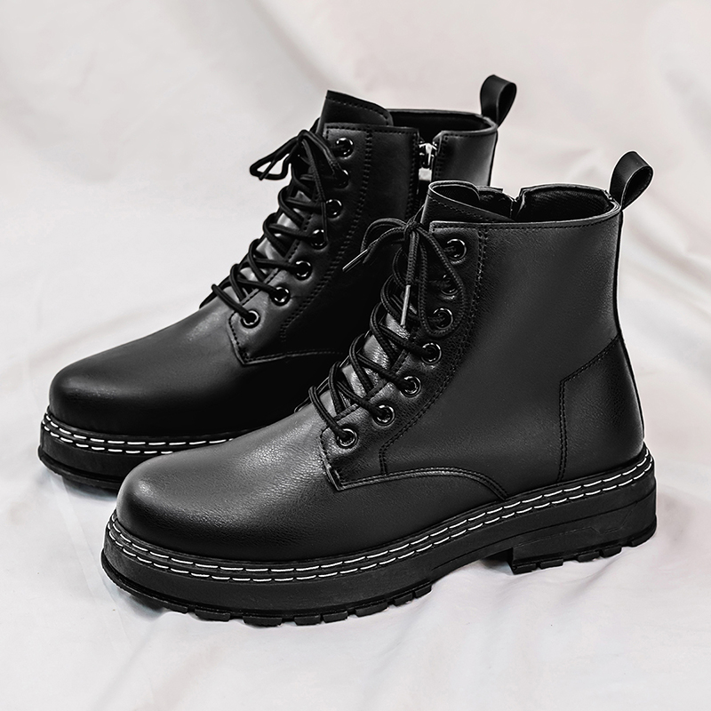 Guipure Lace Panel - Sepatu Bot Motor Kulit Paten Hitam