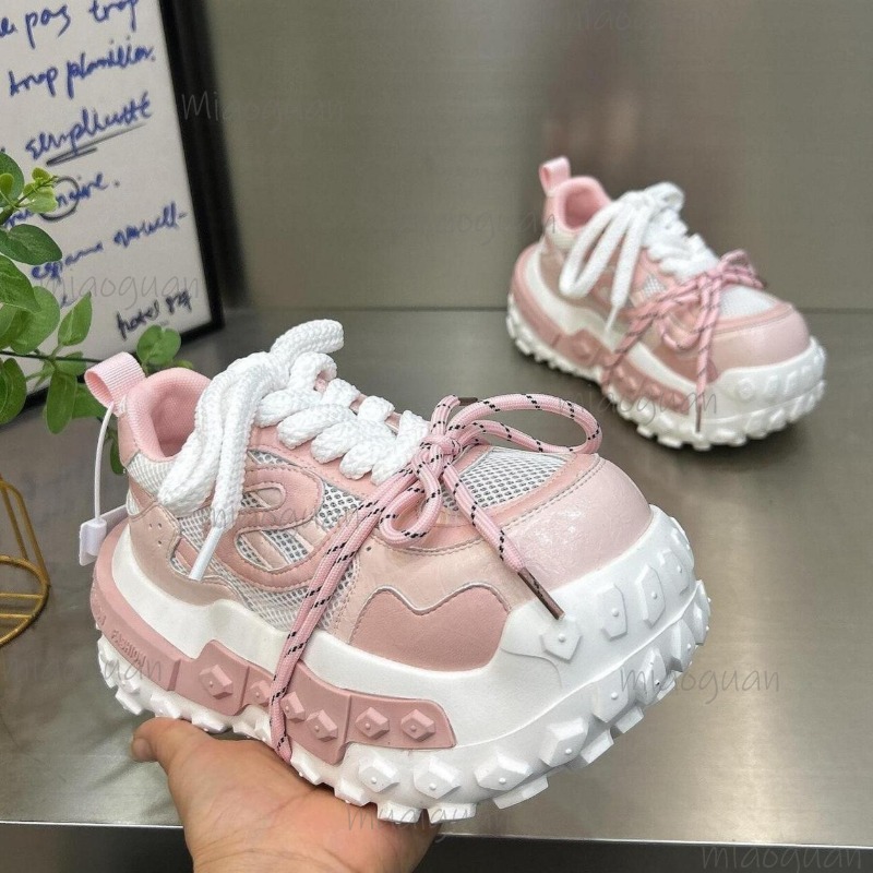 Guipure Lace Panel - Sepatu Sneakers Platform Chunky Wanita, Bahan