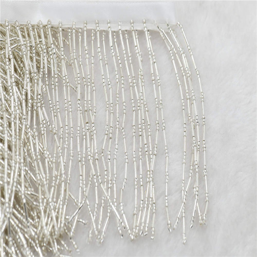 Beaded Trim Fringe - Rumbai manik-manik kaca lebar 1 yard
