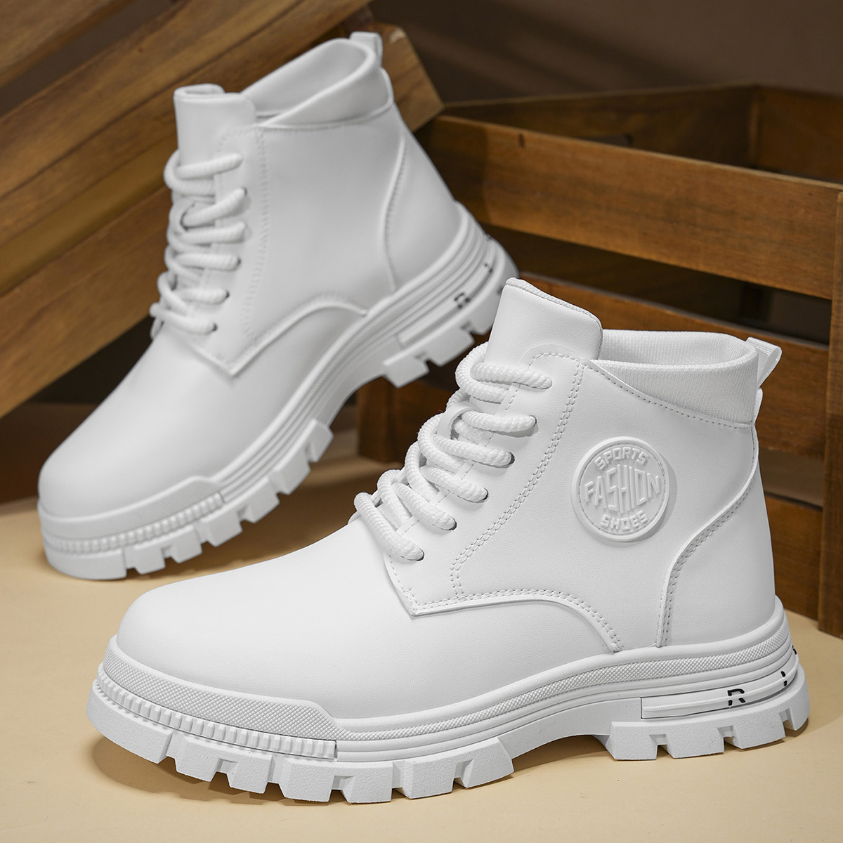 Sepatu Bot Motor Putih Pria Mo - Guipure Lace Panel ulasan dan harga