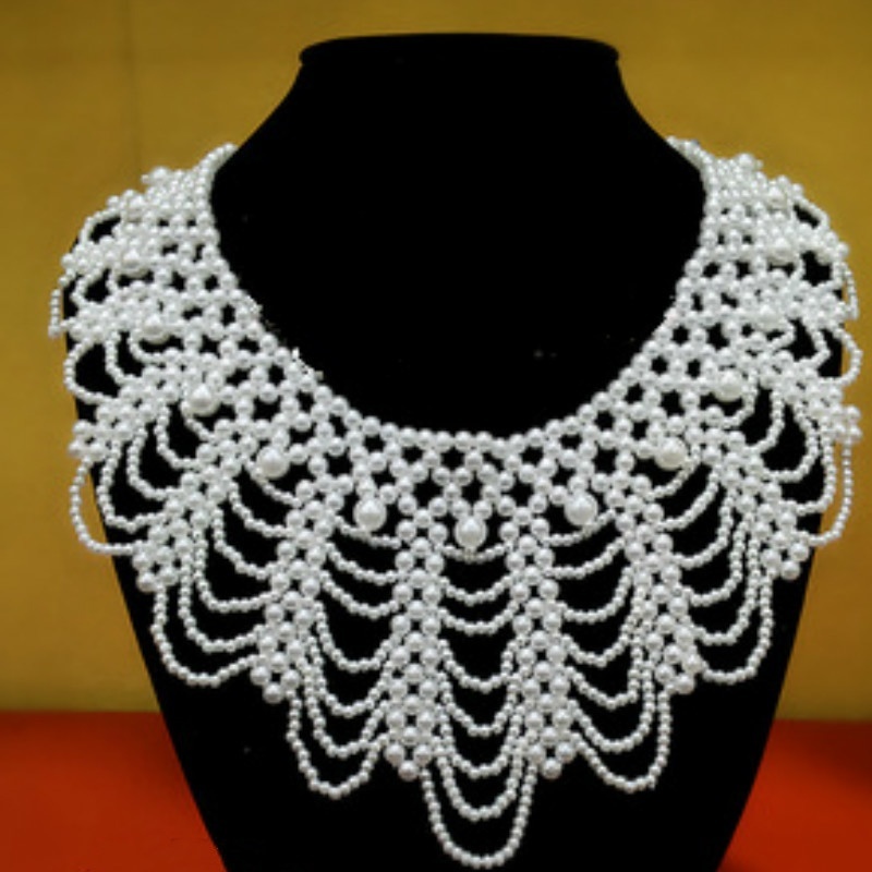Kalung Kerah Renda Berhias Mut - Beaded Trim Fringe ulasan dan harga