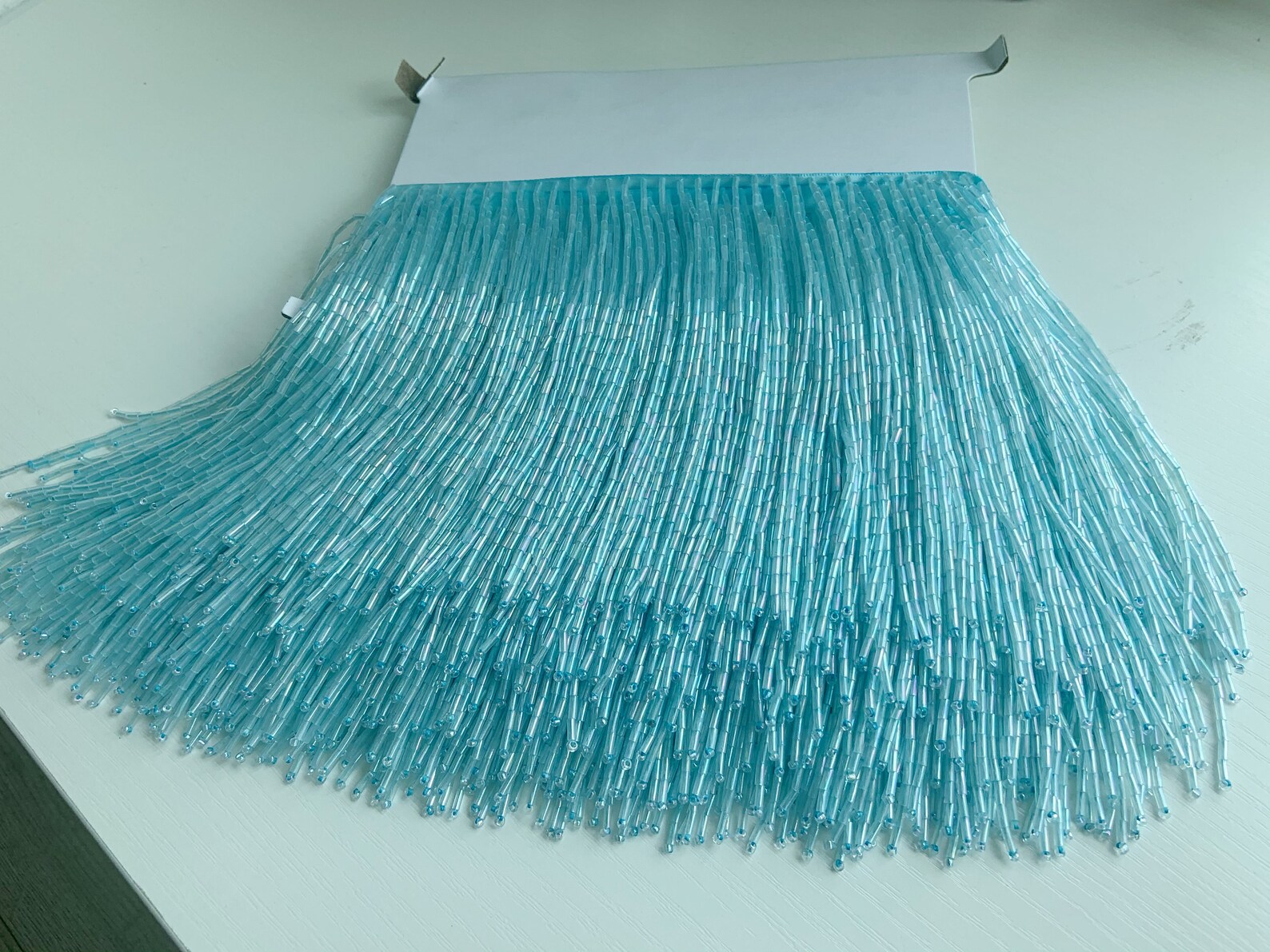 Trim tepi manik-manik biru ter - Beaded Trim Fringe ulasan dan harga